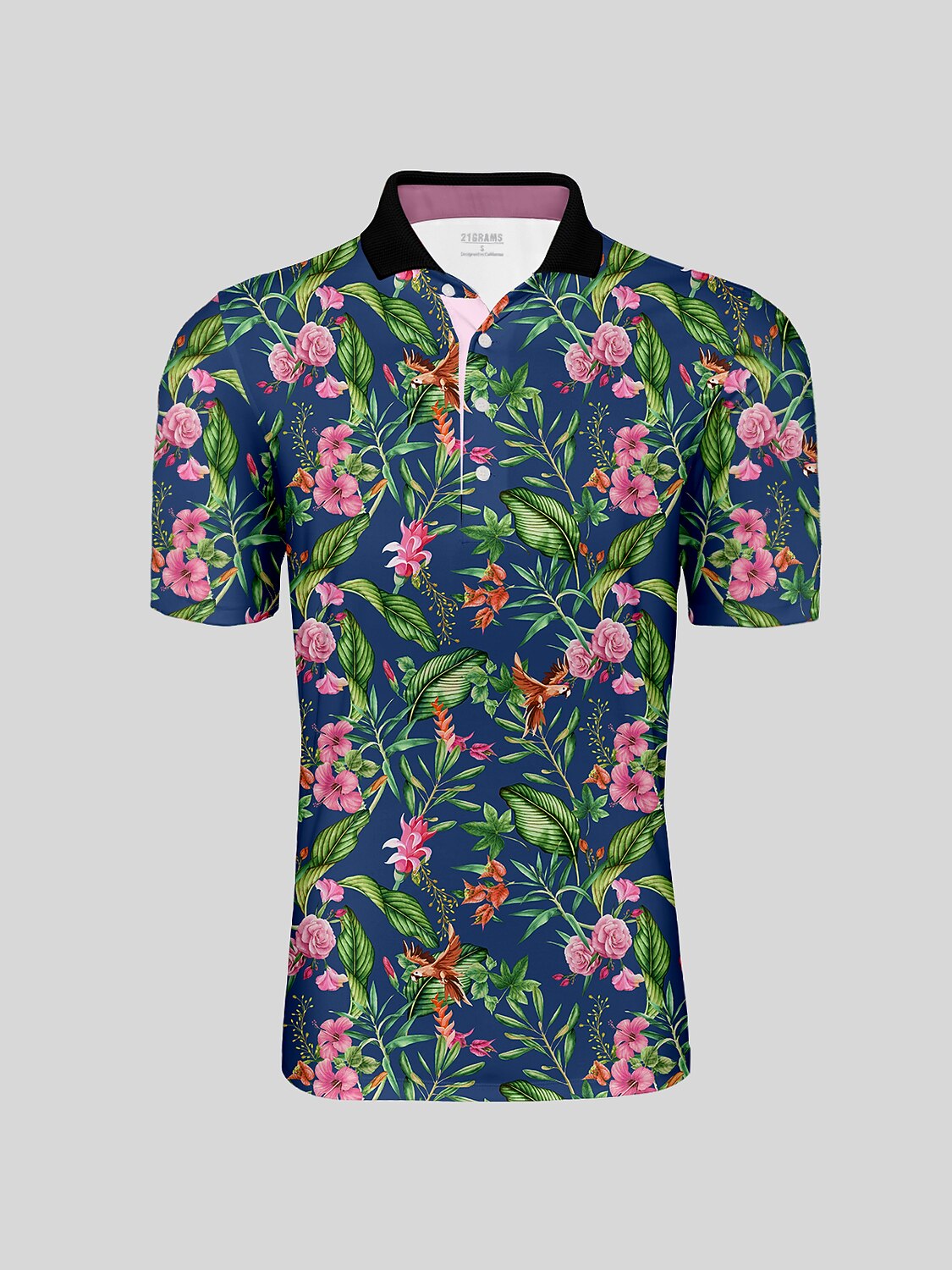 Botanical Energy Men's Ribbed Collar Polo Top UPF50+