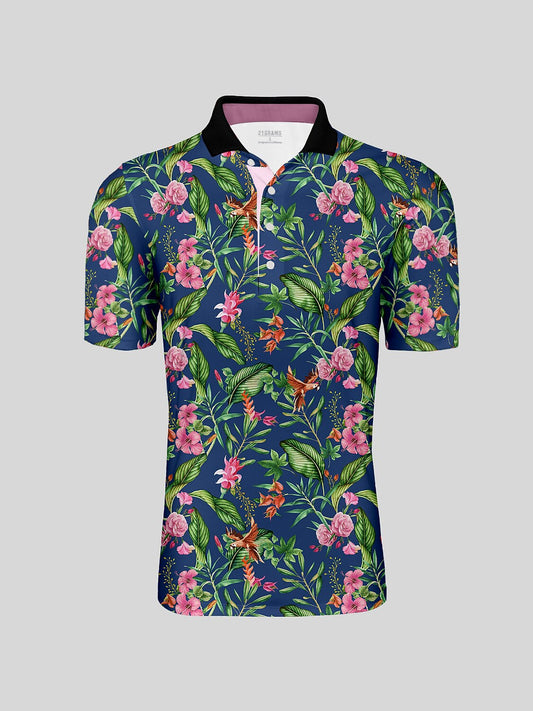 Botanical Energy Herren-Poloshirt mit Rippkragen und UPF50+