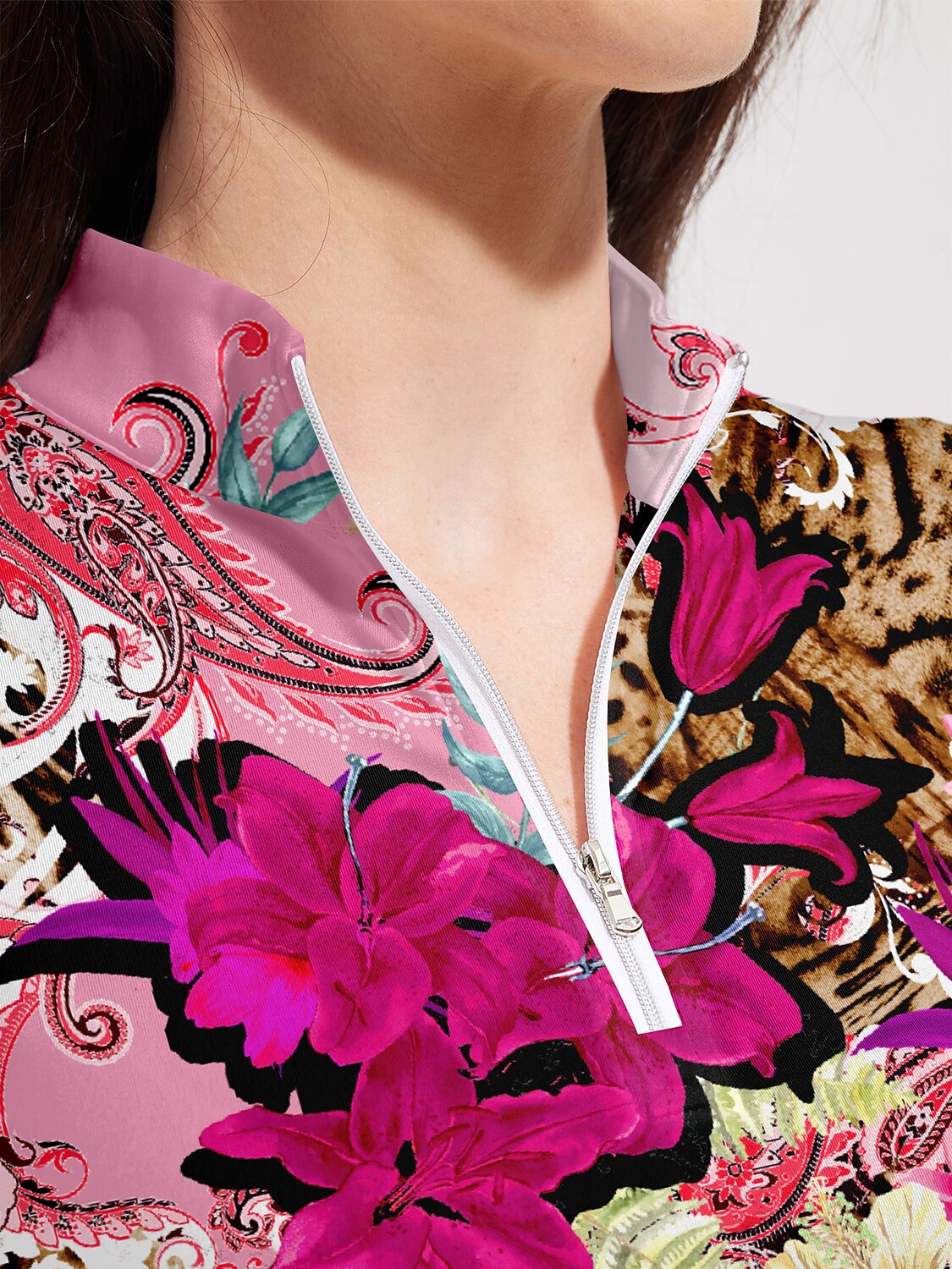 Polo de golf tropical ultra tendance à demi-zip UPF50+