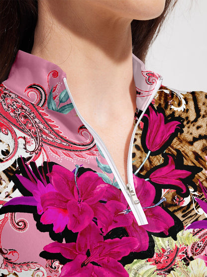 Polo de golf tropical ultra tendance à demi-zip UPF50+