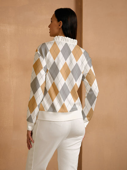Not So Classic Long Sleeve Ruffle V-Neck Sweatshirt