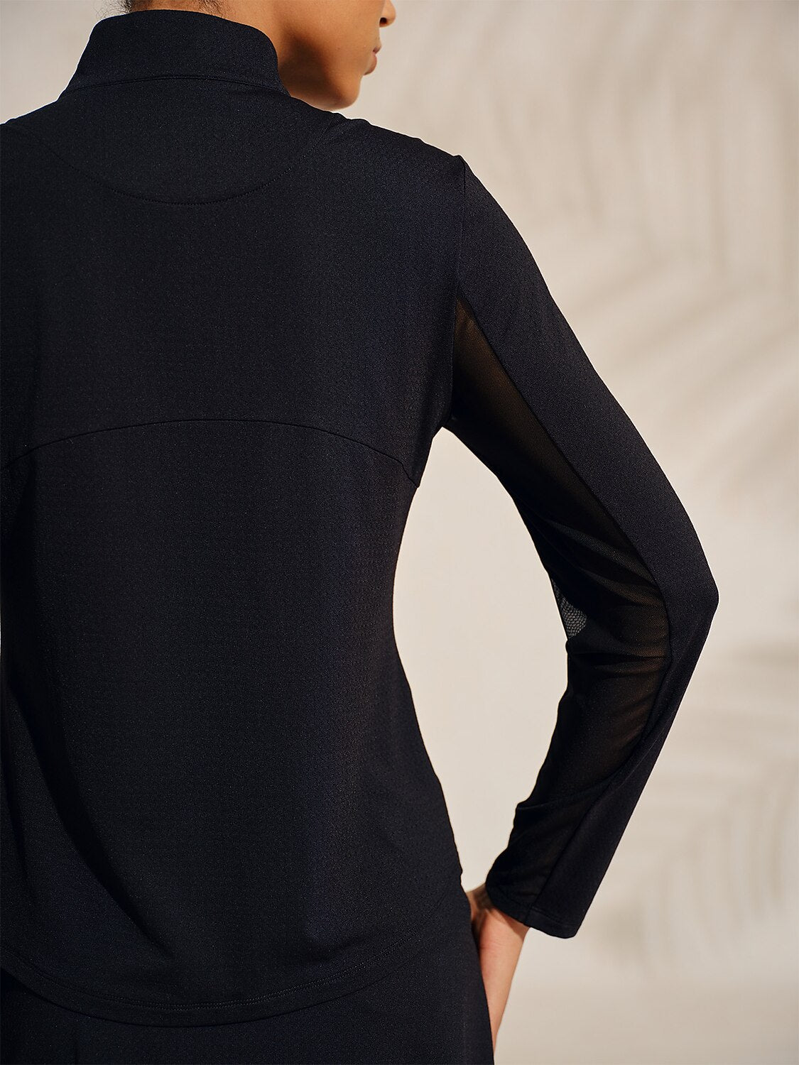 Malla de Cuello Alto con Cremallera Cuadrante y Mangas Largas Premium UPF50+