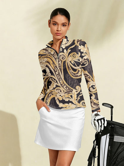 Pretty Feminine Silky Golf Shirt Quarterzip UPF50+