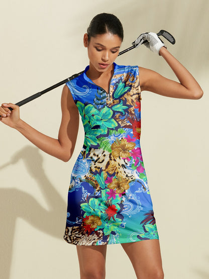 Hyped-up Tropical Sleeveless 36.5 Inch Dress UPF50+