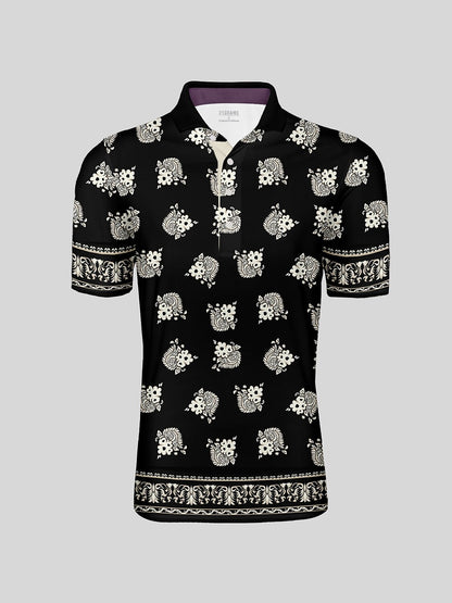 Botanical Energy Men's Ribbed Collar Polo Top UPF50+