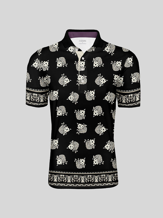 Botanical Energy Herren-Poloshirt mit Rippkragen und UPF50+