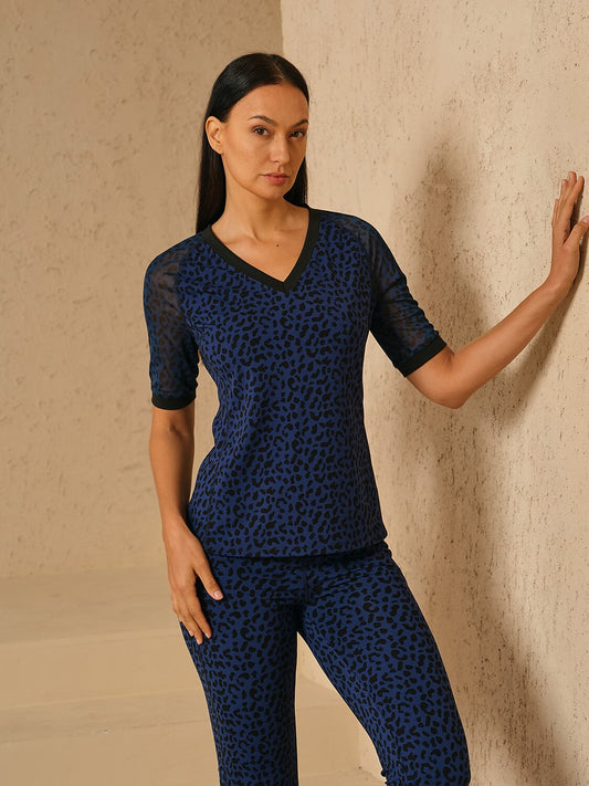 More Than Basic Leopard Short Sleeve Mesh Golf Shirt