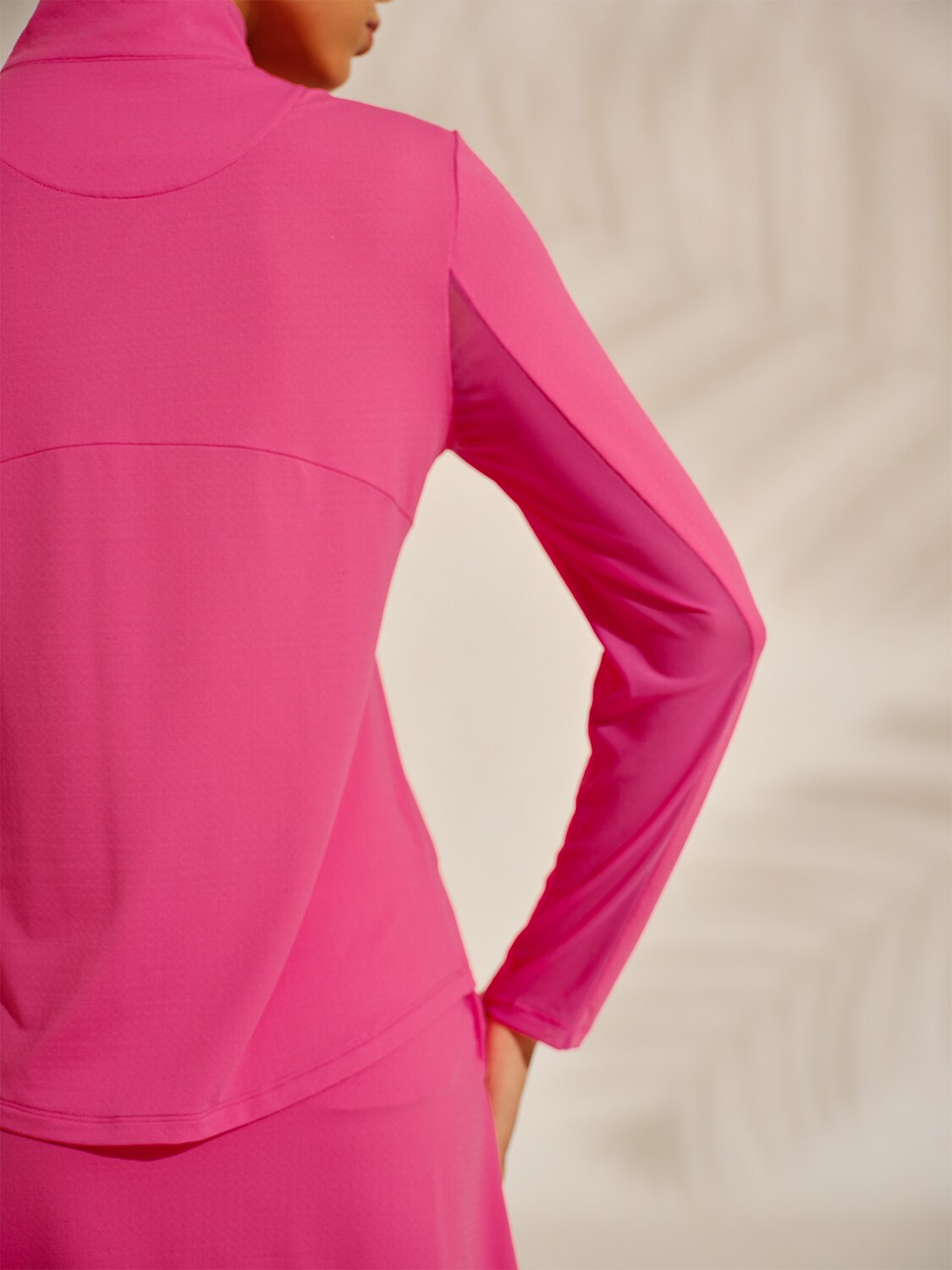 Premium Lange Mouw Mock Neck Mesh Kwartrits UPF50+