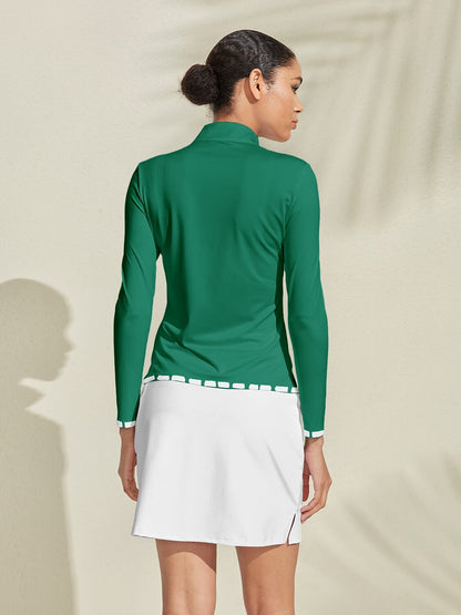 Camiseta de golf náutica divertida con cremallera cuarto UPF50+