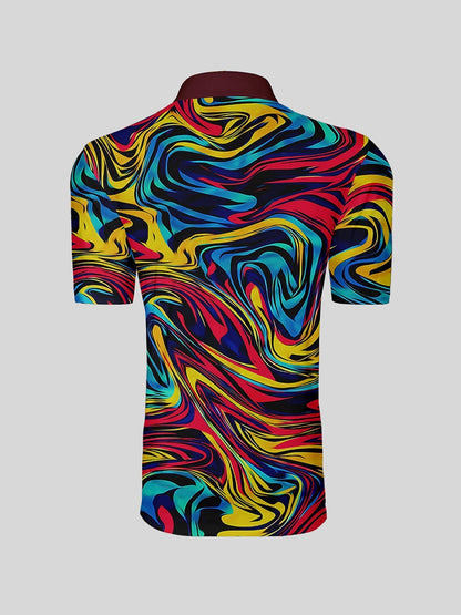 Inked Skins Men's Ribbed Collar Polo Top UPF50+