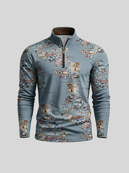 Camiseta de golf para hombre Botanical Energy con cierre de un cuarto y UPF50+