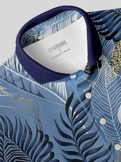 Hyped-up Tropical メンズ リブ襟ポロシャツ UPF50+