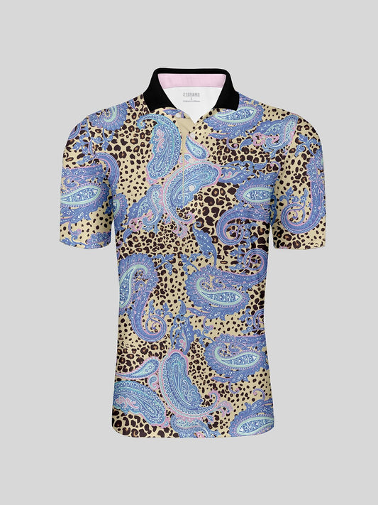 Mystical Boho Herren-Poloshirt mit Rippkragen, UPF50+