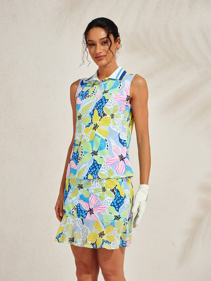 Polo Premium senza maniche con collo a coste UPF50+