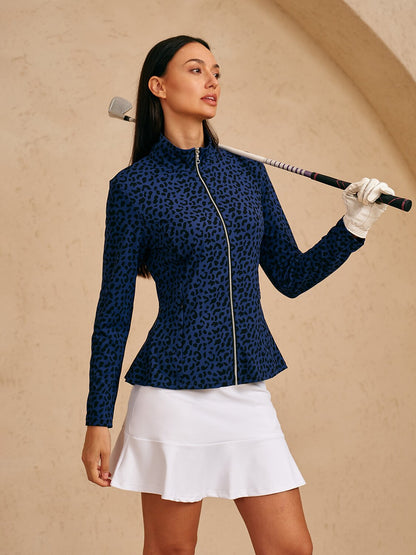 More Than Basic Ruffle Leopard Golf Jacket