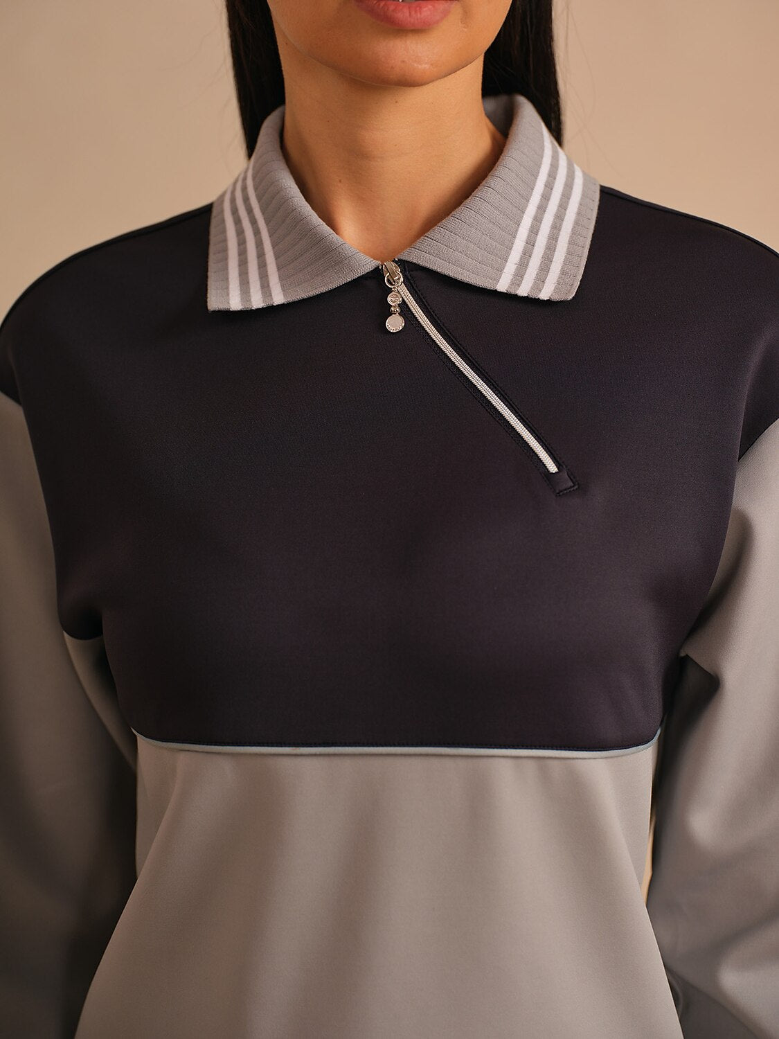 More Than Basic Asymmetrical Collar Golf Sweatshirt