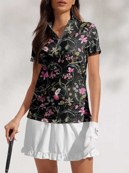 Botanical Energy-Golf Shirt Quarterzip UPF50+