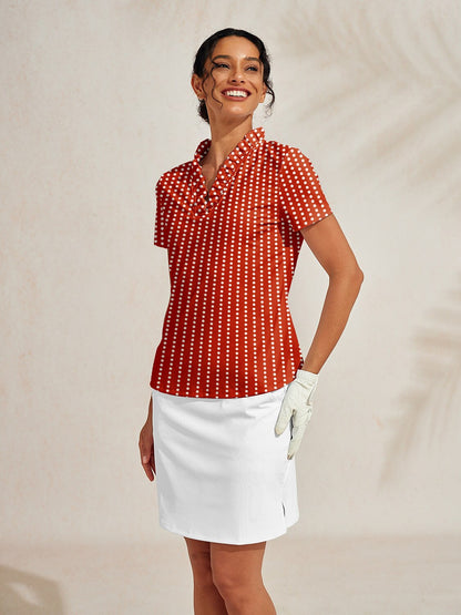 Hyper-prep ラッフル Vネック ポロトップ UPF50+