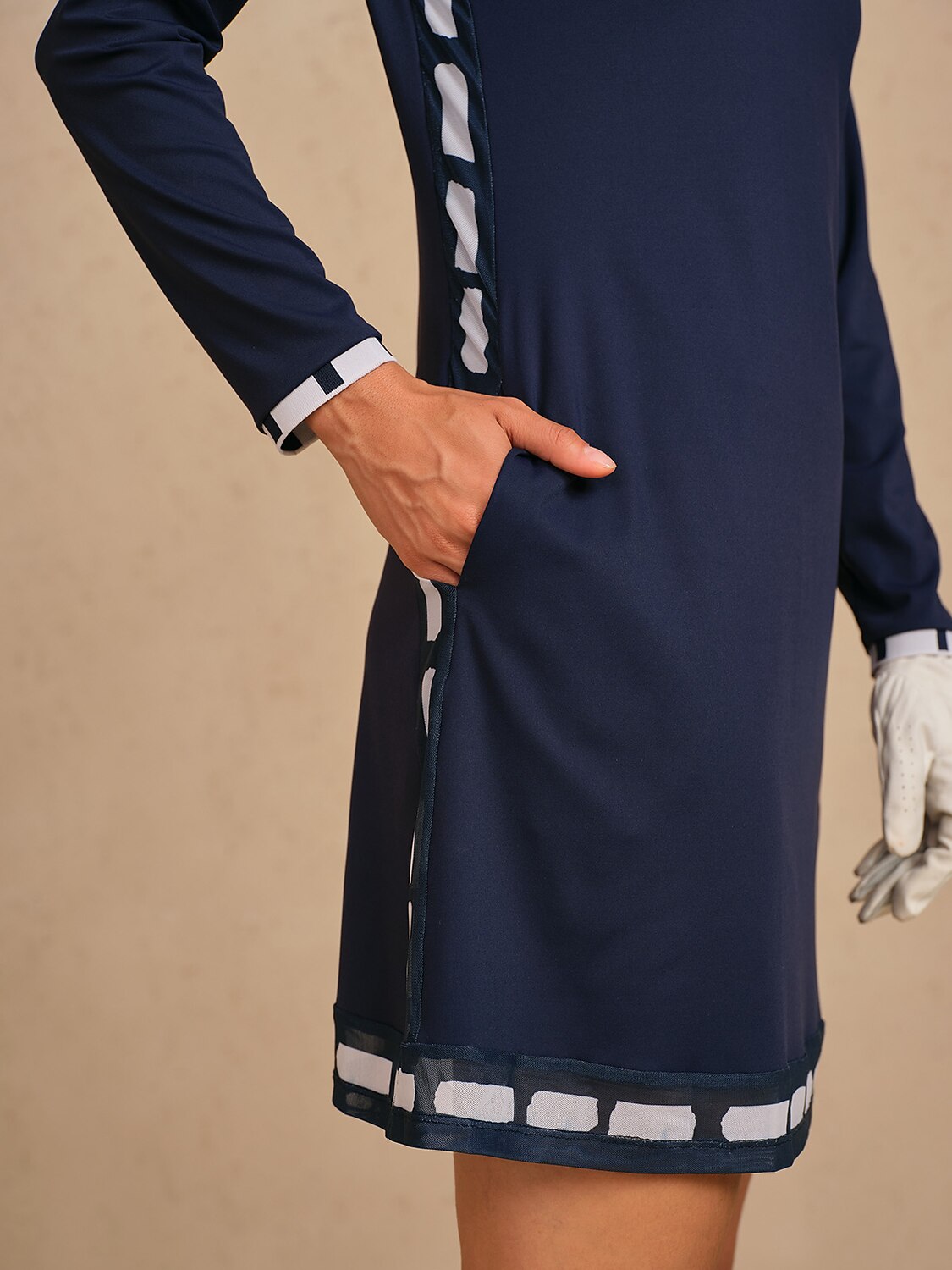 Navycore Color Block Mesh 36.5 Inch Dress UPF50+