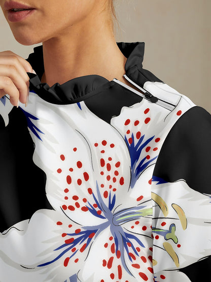 Botanical Energy Felpa da Golf con Colletto a Balze