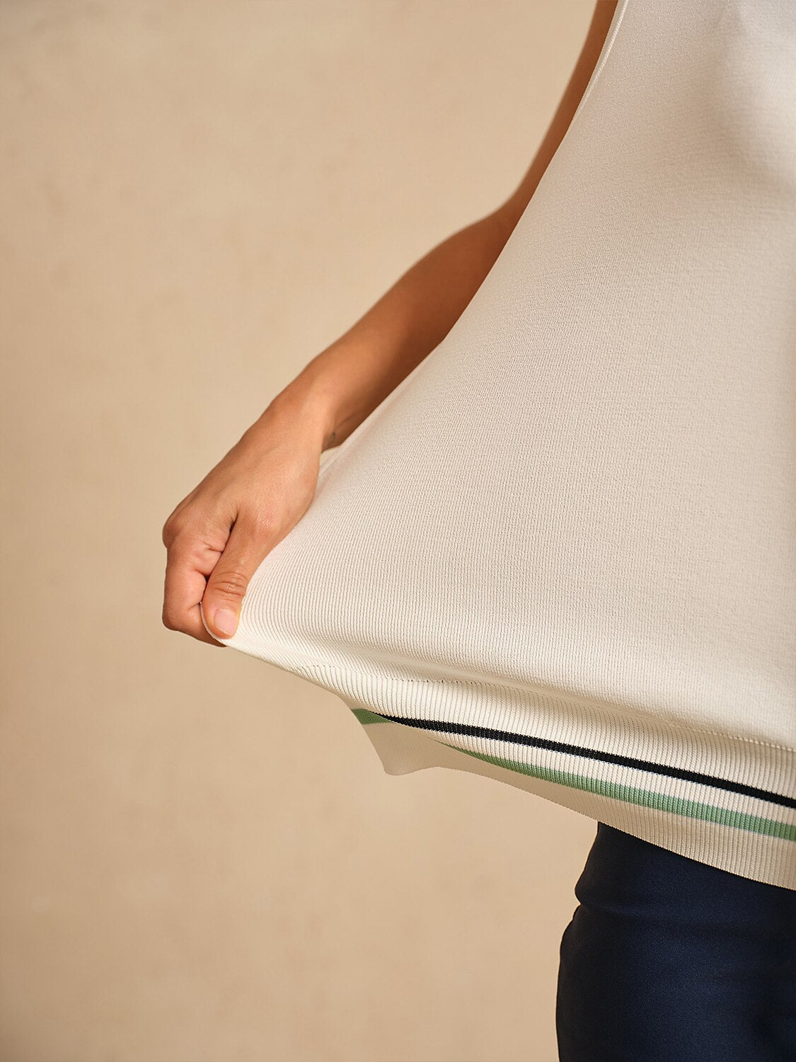 Navycore Sleeveless Colorblock Lace Up Knit Tank