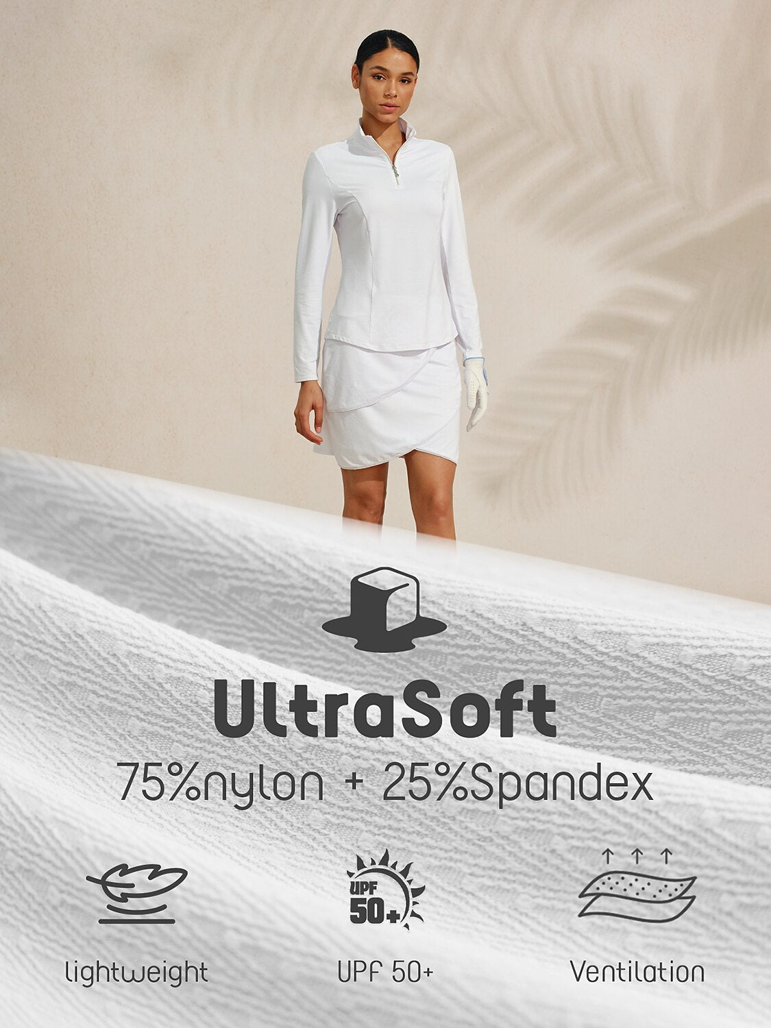 Maglia Premium a Maniche Lunghe con Collo Alto, Cerniera a Quarto, Tessuto a Rete, Protezione UPF50+