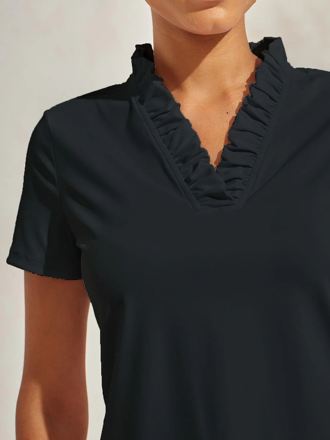 More Than Basic Ruffle V-Neck Polo Top UPF50+ – Acegolfs