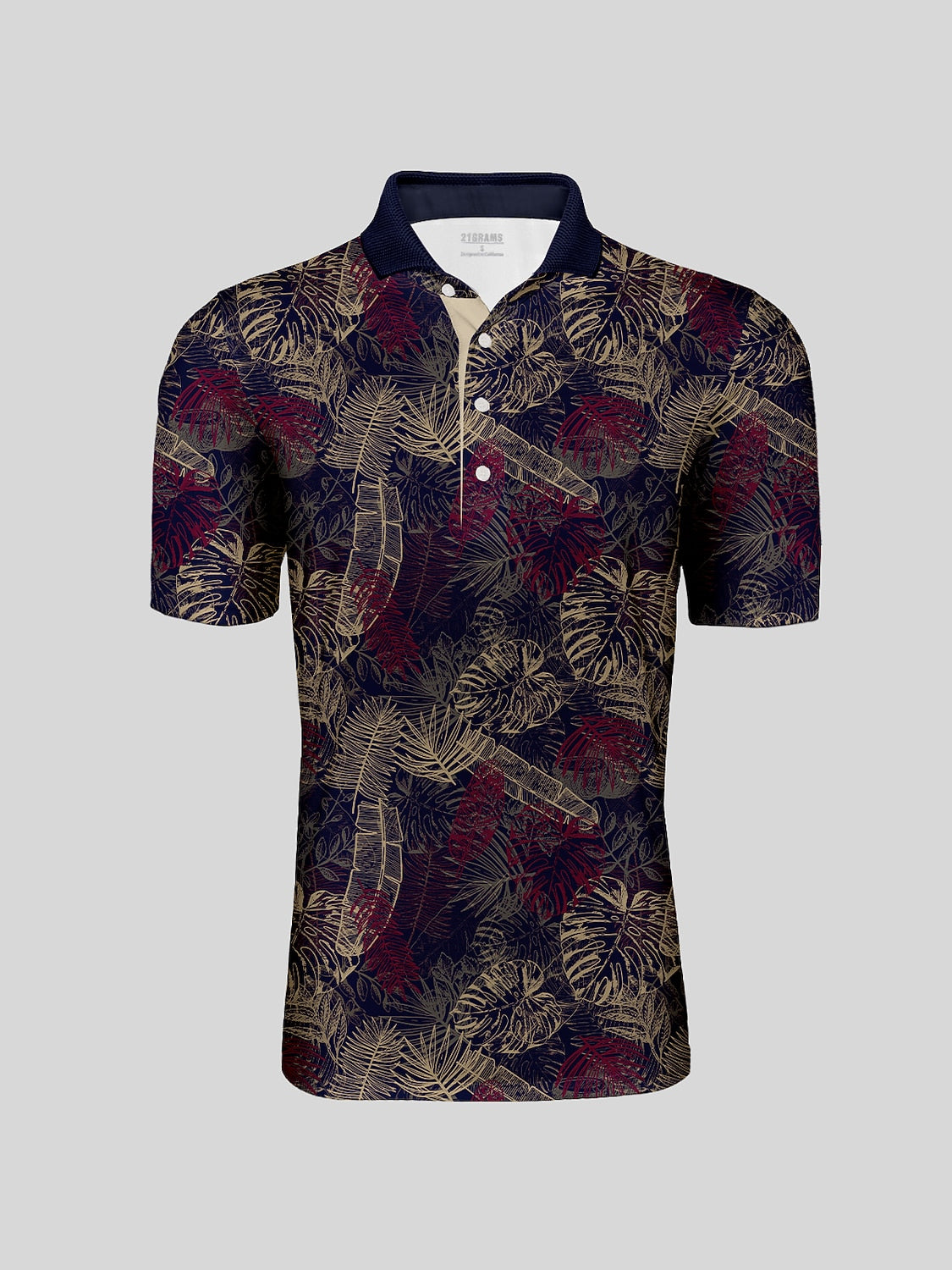 Hyped-up Tropical Men's Ribbed Collar Polo Top UPF50+