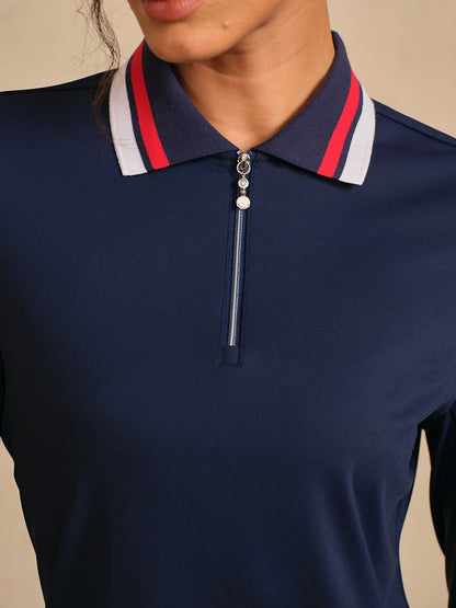 Navycore Color Block Geribbelde Golf Polo Shirt UPF50+