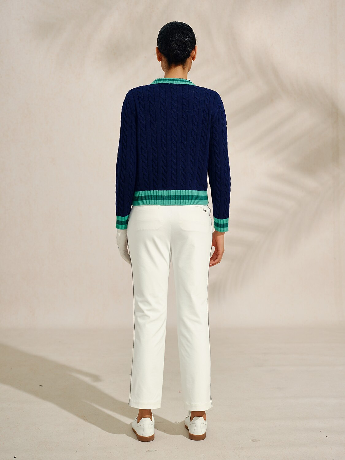 Navycore Colorblock Cable Knit Cardigan