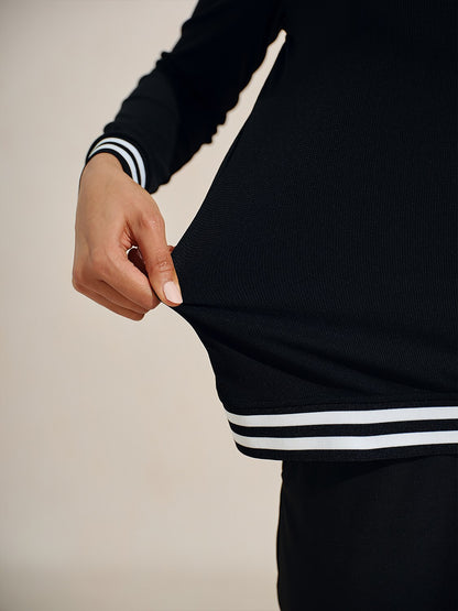 Navycore Long Sleeve Colorblock Lapel Golf Shirt