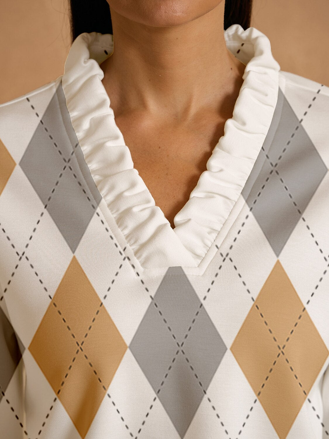 Not So Classic Long Sleeve Ruffle V-Neck Sweatshirt