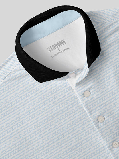 Playful Nautical Men's Ribbed Collar Polo Top UPF50+