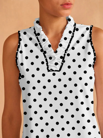 Hyper-prep Ruffle V-hals Tanktop UPF50+