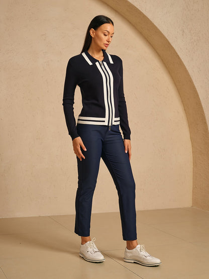 More Than Basic Golf Colorblock Full Zip Sweater