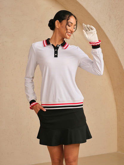 Navycore ラッフルリブ襟 ゴルフポロシャツ UPF50+