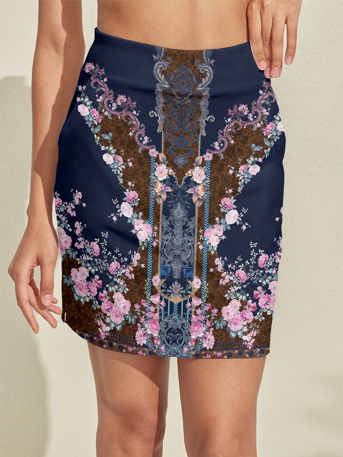 Pretty Femenino Sedoso Falda Pantalón de Cintura Alta de 19 Pulgadas UPF50+