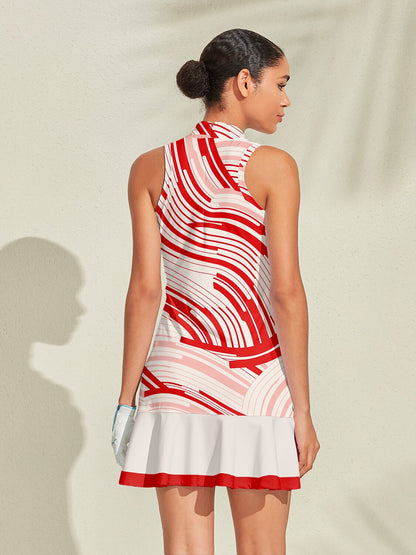Playful Nautical Ruffle 34.5 Inch Dress For Golf Pickleball & Tennis
