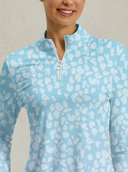 Wildlife Party Silky Ruffle Golf Shirt Quarterzip UPF50+