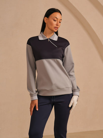 More Than Basic Asymmetrical Collar Golf Sweatshirt