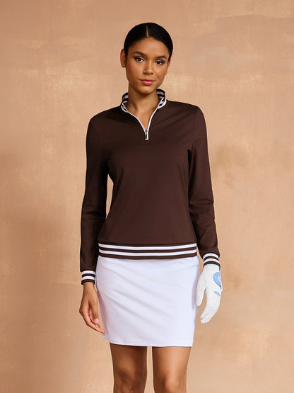 Polo de golf à manches longues Navycore avec demi-fermeture éclair UPF50+