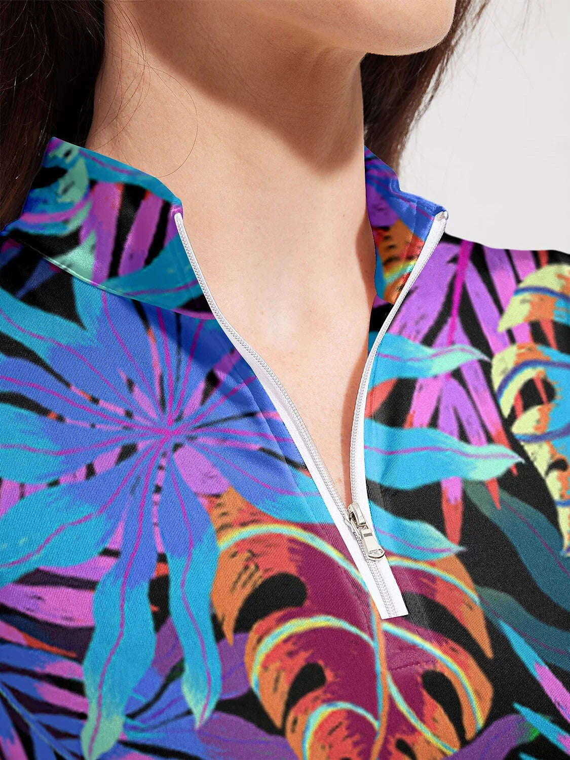 Hyped-up Tropical ゴルフシャツ クォータージップ UPF50+