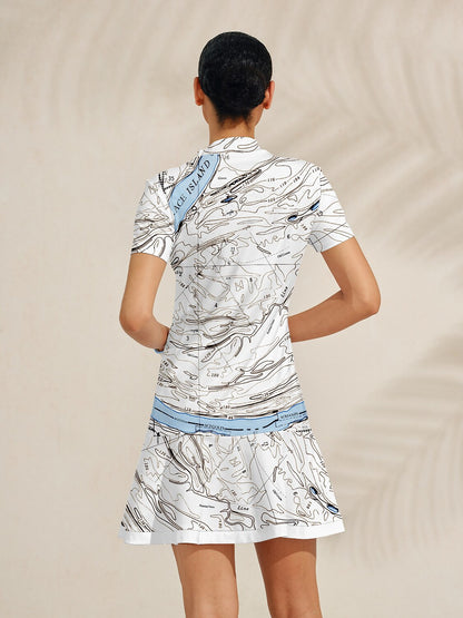 Playful Nautical Ruffle 35.5 Inch Dress For Golf Pickleball & Tennis