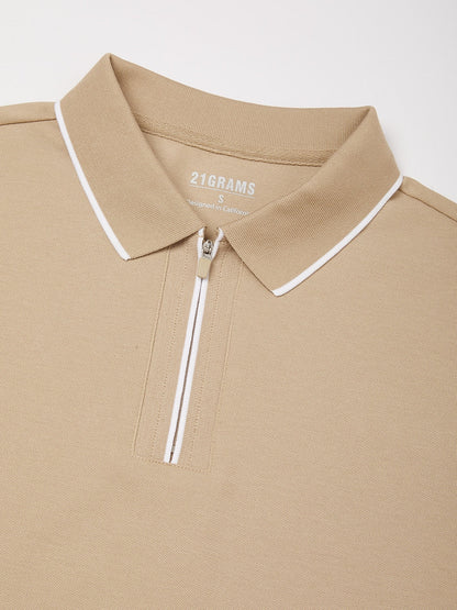 NaturalComfy Polo de Hombre de Manga Corta con Cuello Cuarto de Cremallera