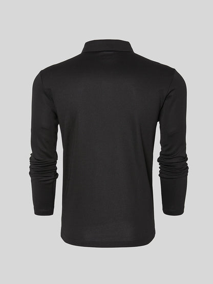 Aqua Wool Camisa Polo de Manga Larga para Hombre con Botones a Presión