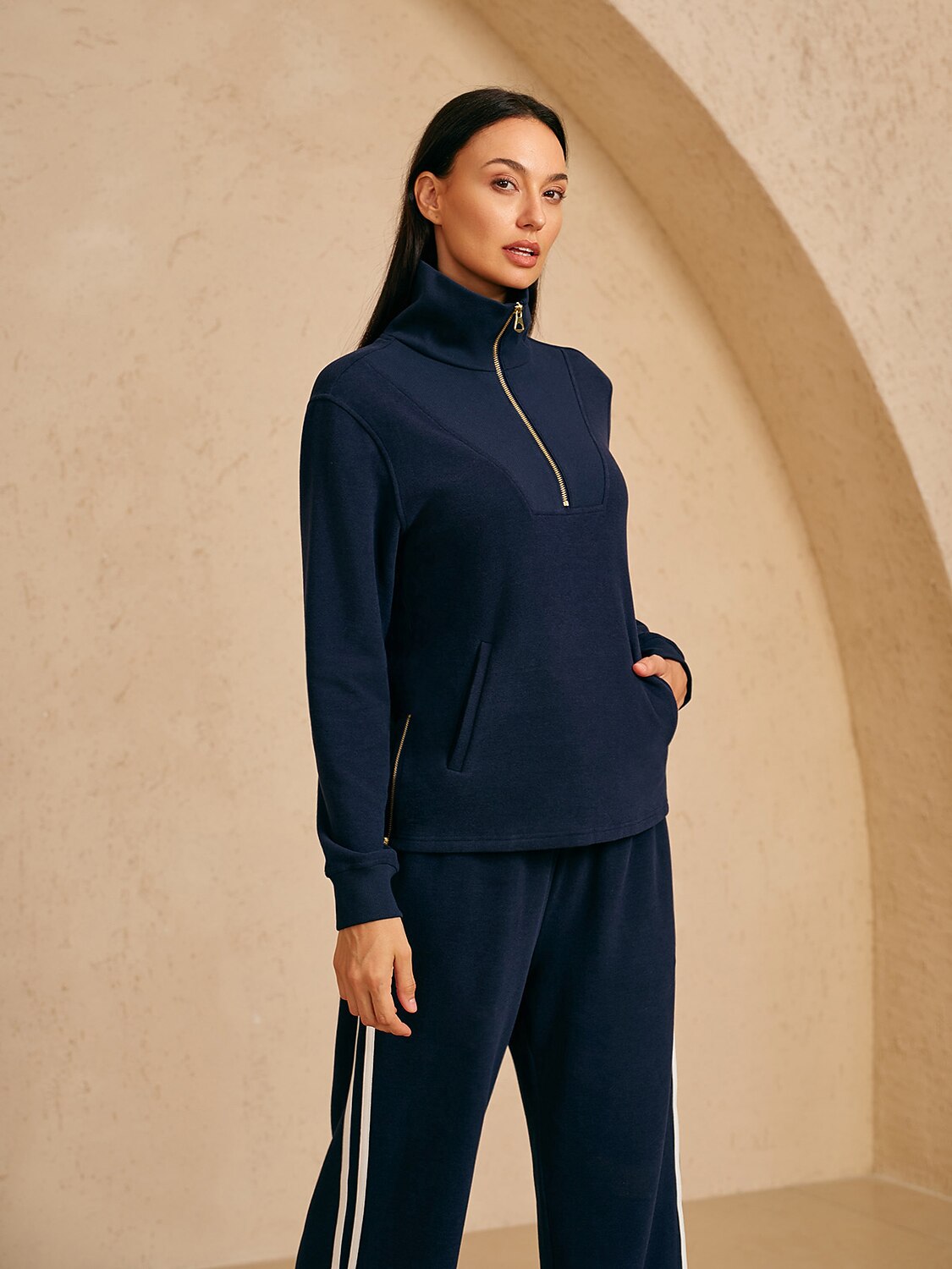 UltraSoft Velour Sudadera de Manga Larga con Cremallera Lateral