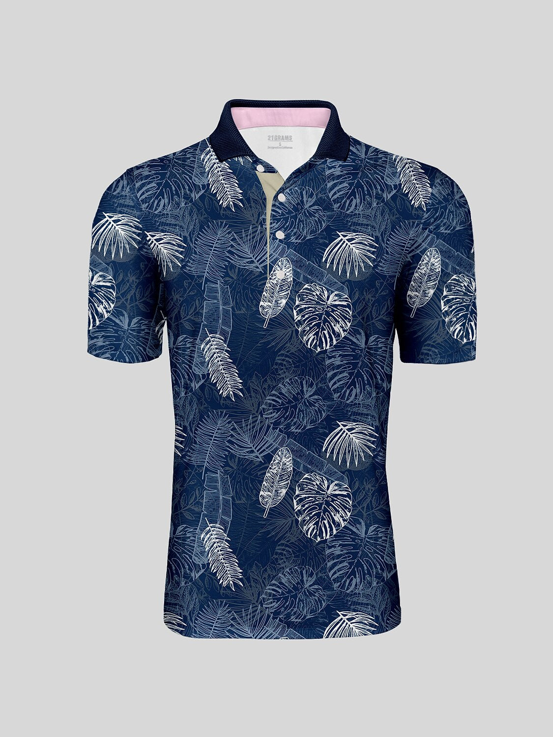 Hyped-up Tropical Men's Ribbed Collar Polo Top UPF50+