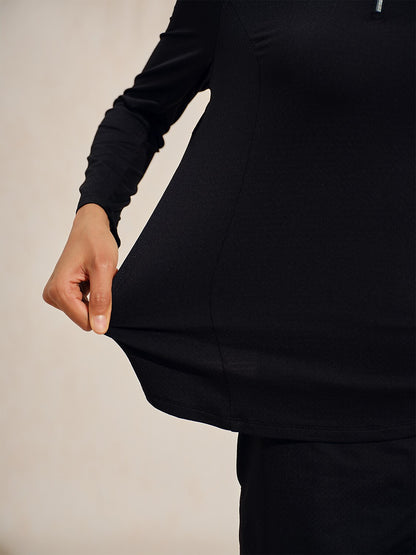 Malla de Cuello Alto con Cremallera Cuadrante y Mangas Largas Premium UPF50+