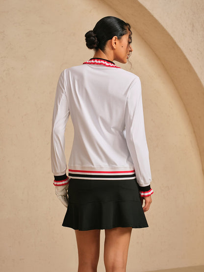 Navycore ラッフルリブ襟 ゴルフポロシャツ UPF50+