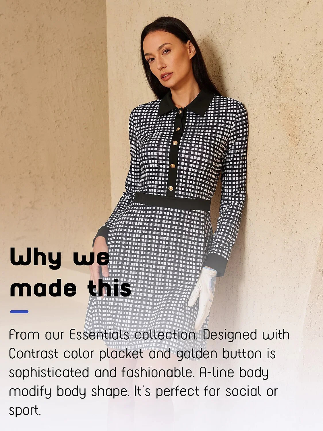 More Than Basic Vestido A-Line de Manga Larga 36.5 Pulgadas UPF50+